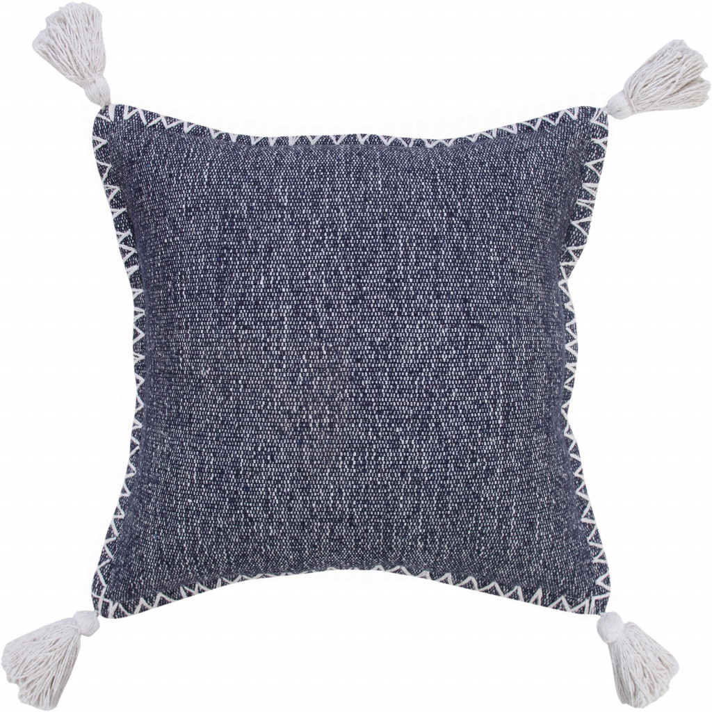4 x 20 x 20 in. Blue Solid Color Zippered 100 Percent Cotton Throw Pillow - Set of 2