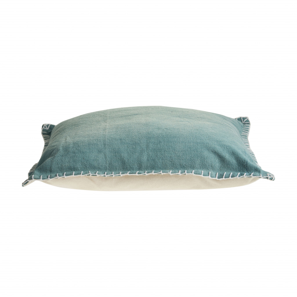 4 x 24 x 24 in. Blue Solid Color Zippered 100 Percent Cotton Throw Pillow - Set of 2