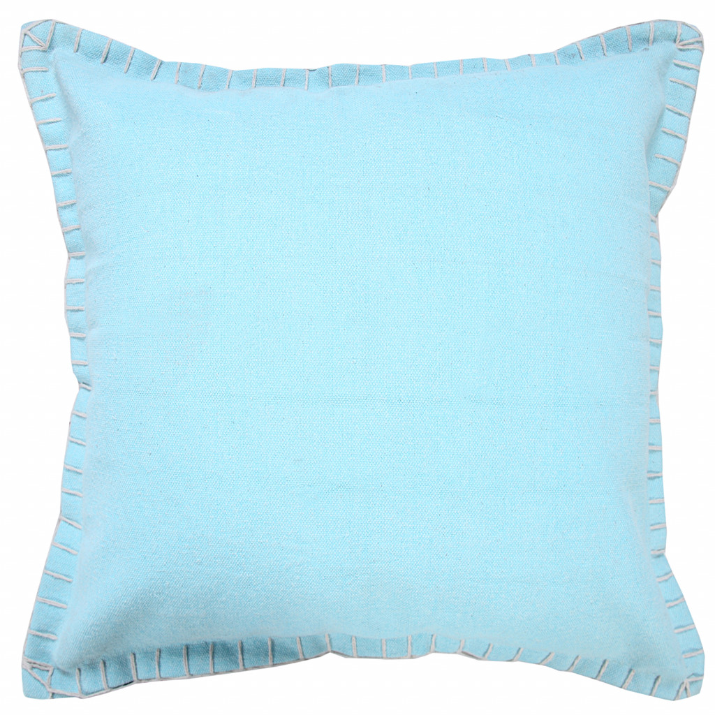 4 x 20 x 20 in. Blue Solid Color Zippered 100 Percent Cotton Throw Pillow - Set of 2