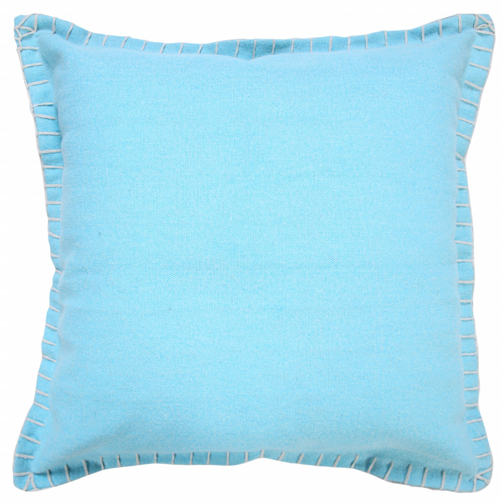 4 x 20 x 20 in. Blue Solid Color Zippered 100 Percent Cotton Throw Pillow - Set of 2