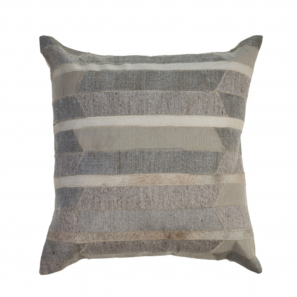 4 x 20 x 20 in. Gray Striped Zippered 100 Percent Wool Throw Pillow