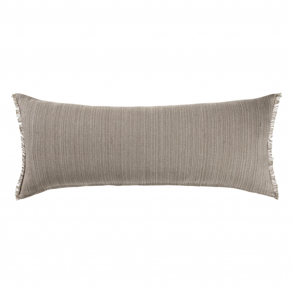 14 x 36 in. Solid Color Zippered Linen Throw Pillow, Tan - Set of 2