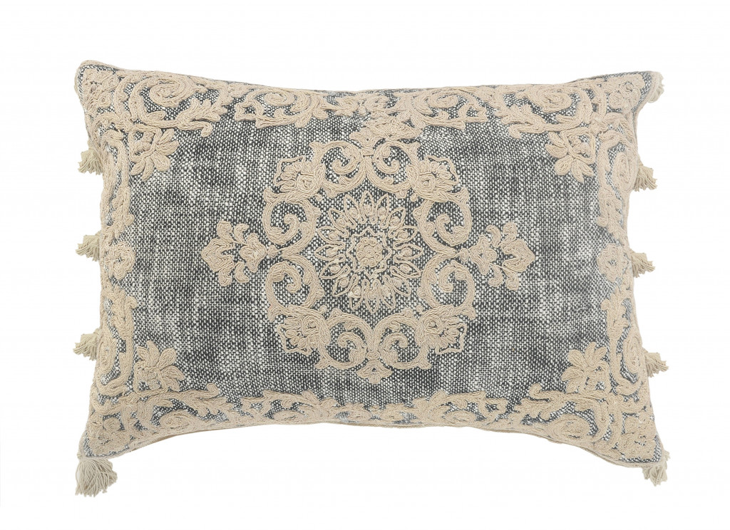 517288 14 x 14 x 20 in. Gray Abstract Zippered 100 Percent Cotton Throw Pillow - Set of 2