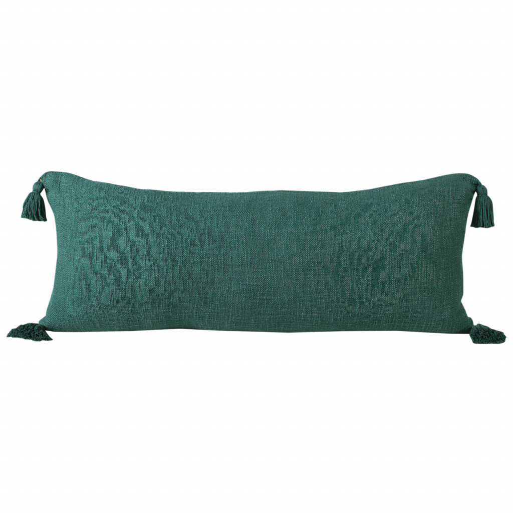 14 x 36 in. Solid Color Zippered Cotton Throw Pillow, Green