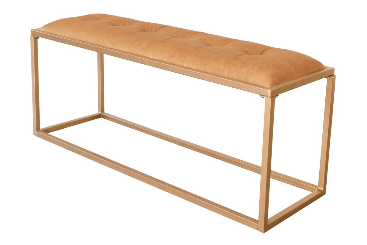 489315 19 x 42.5 x 13.5 in. Brown & Gold Upholstered Upholstery Bedroom Bench