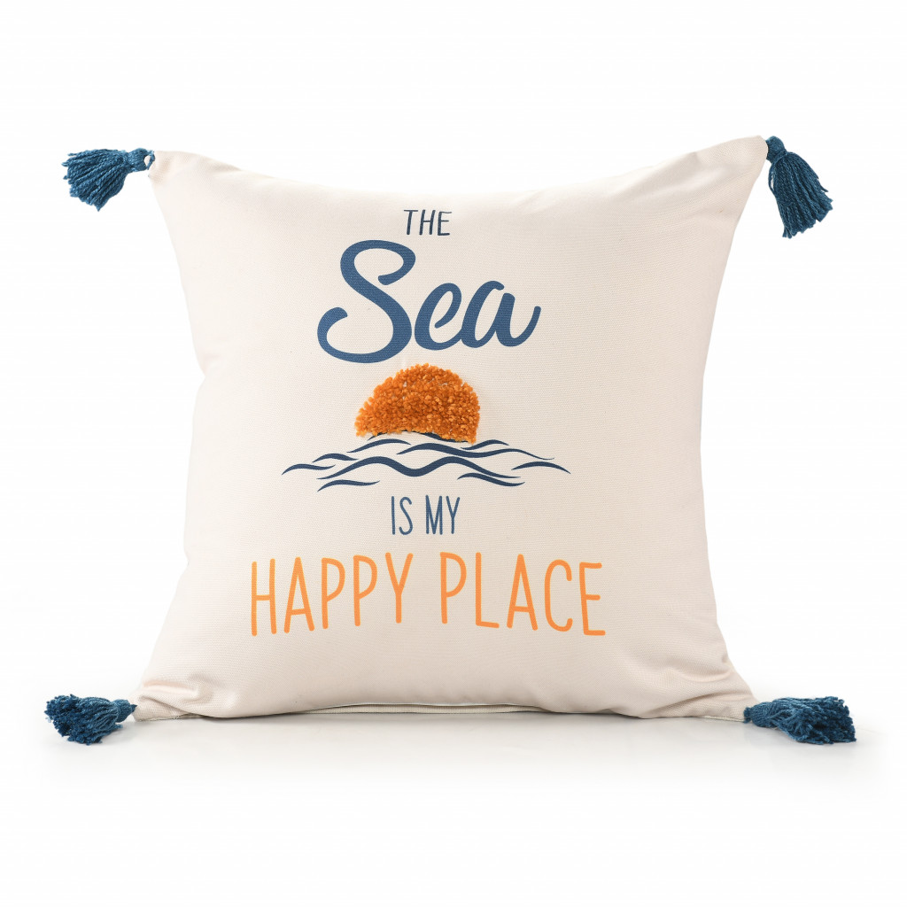 4 x 20 x 20 in. Blue Tropical Zippered Polyester Throw Pillow - Set of 2