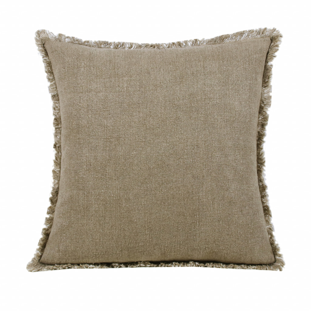 4 x 20 x 20 in. Tan Solid Color Zippered Linen Throw Pillow - Set of 2
