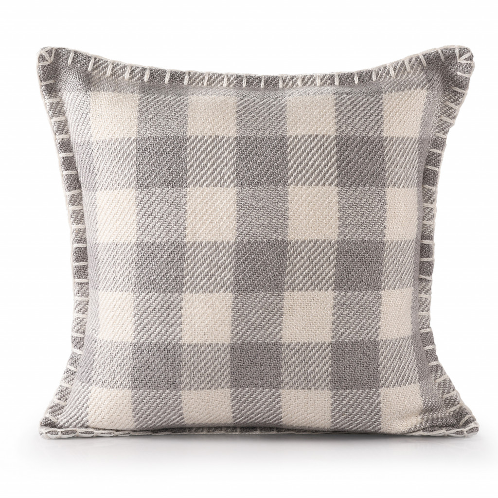 4 x 20 x 20 in. Blue Plaid Zippered Polyester Throw Pillow