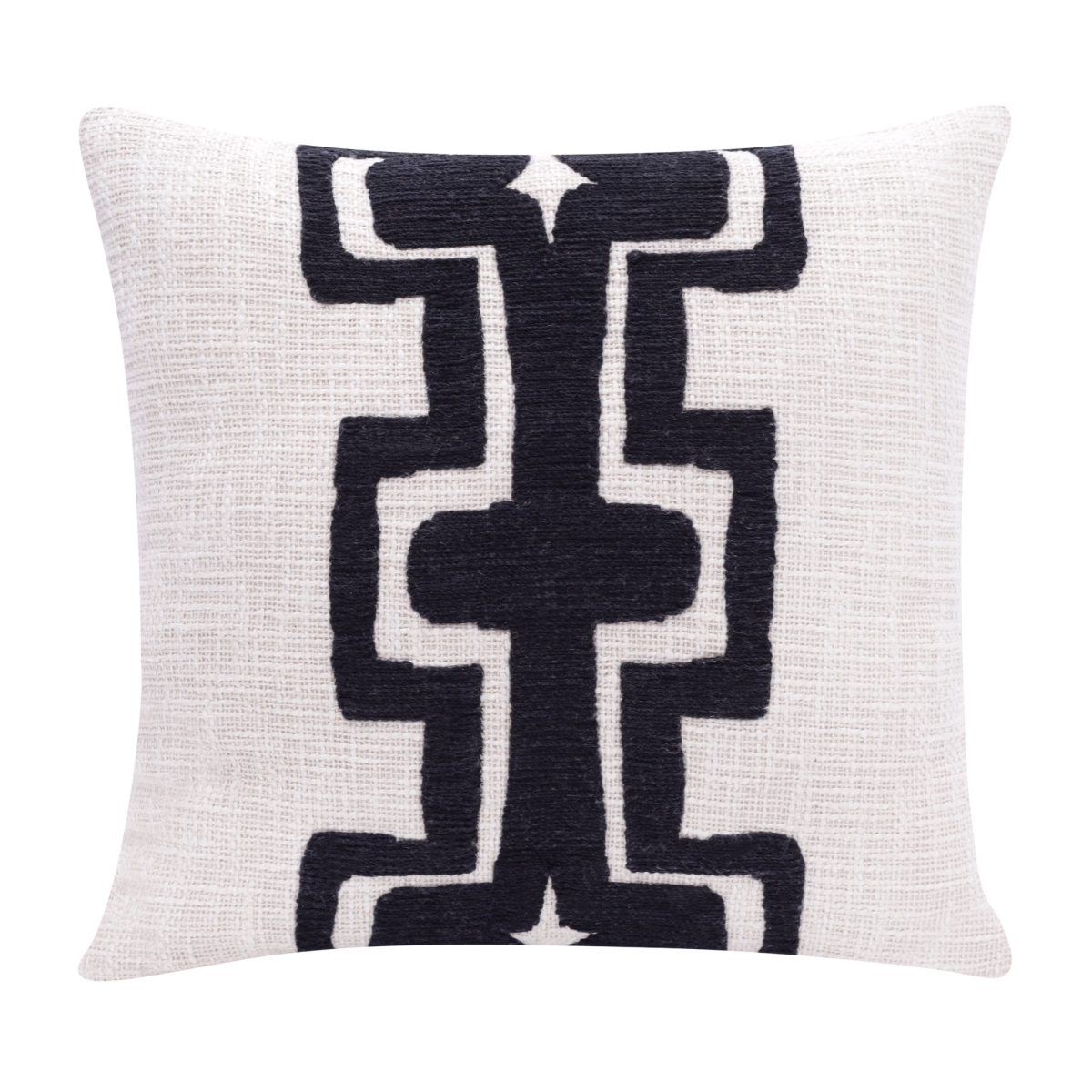 24 x 24 in. Geometric Zippered Cotton Throw Pillow, Black