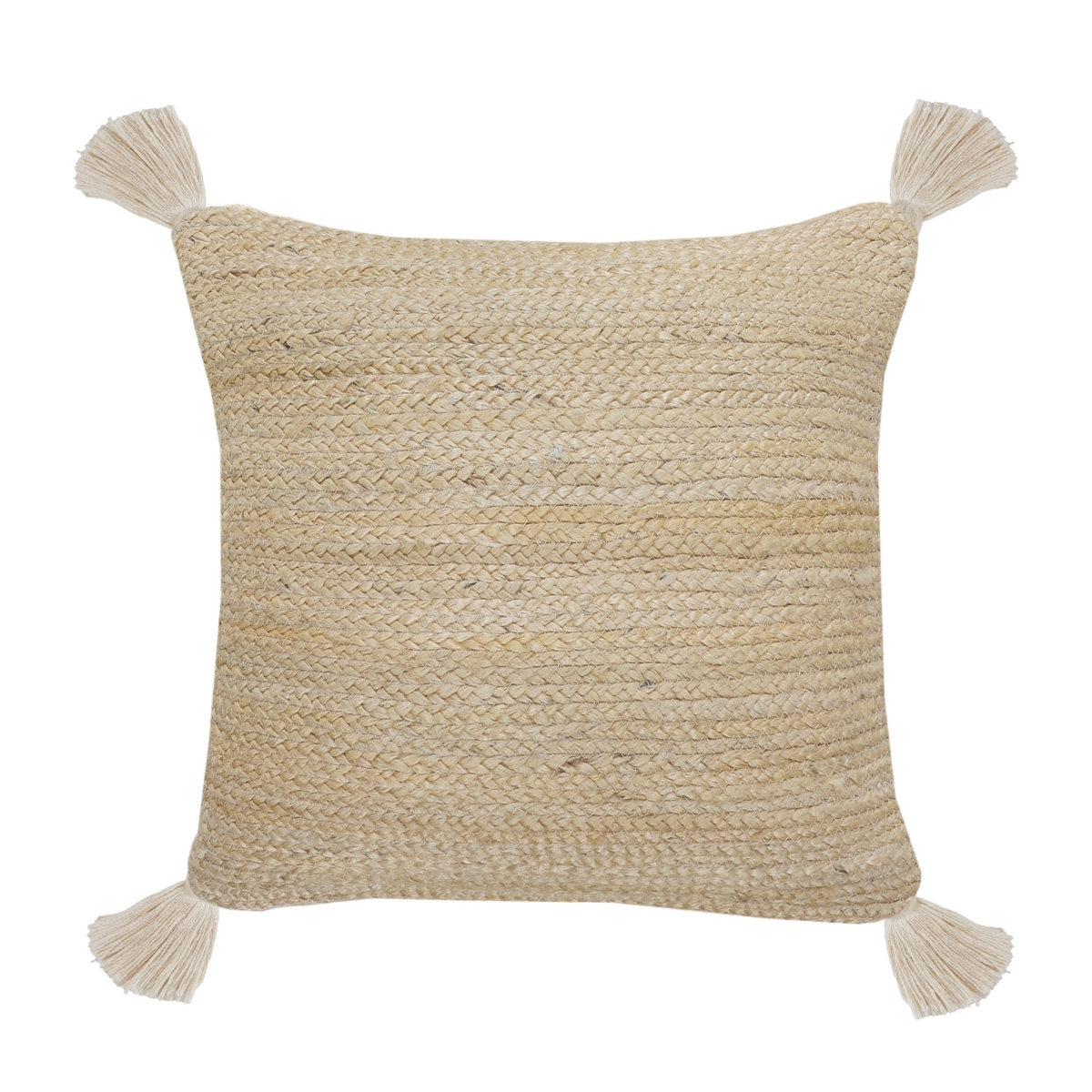 4 x 20 x 20 in. Tan Solid Color Zippered Jute Throw Pillow