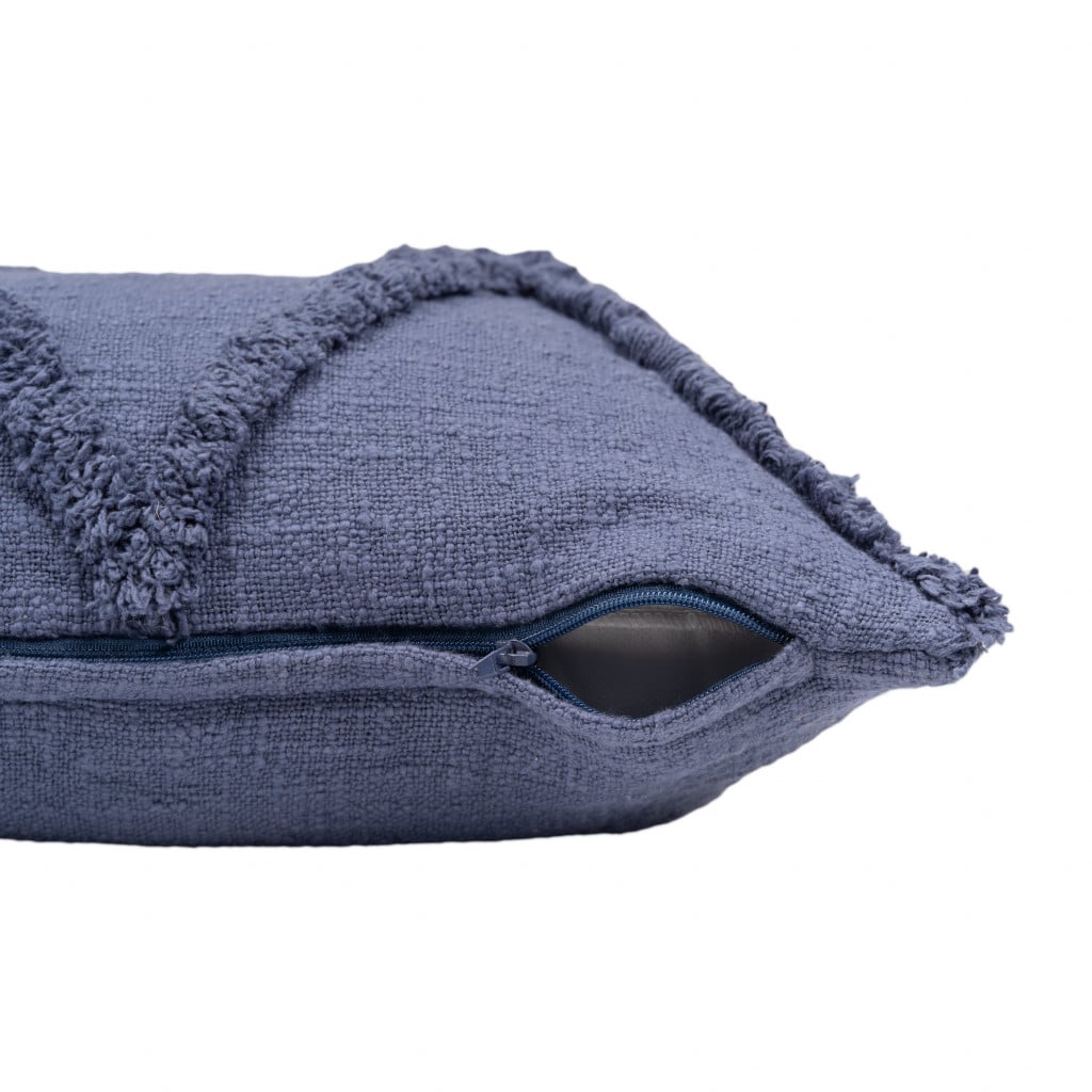 517088 18 x 18 x 18 in. Blue Solid Color Zippered 100 Percent Cotton Throw Pillow - Set of 2