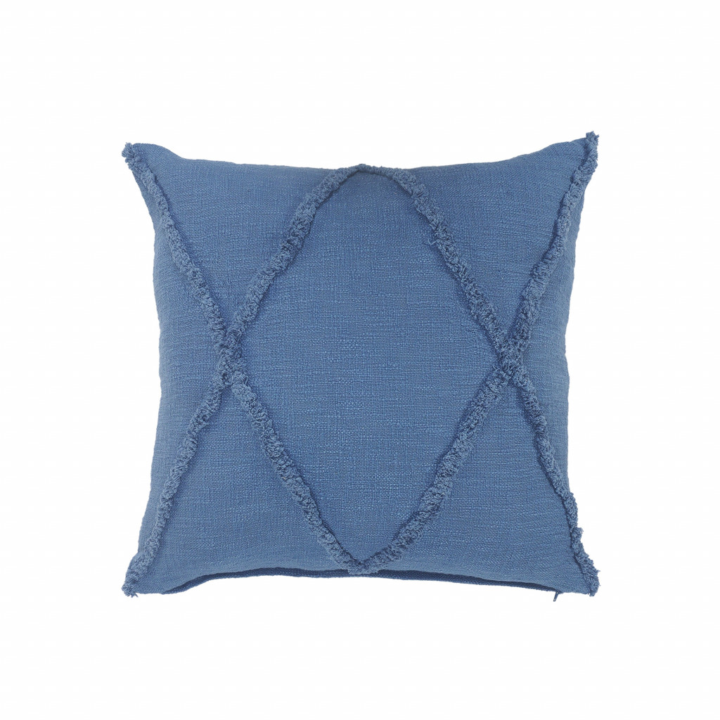 4 x 26 x 26 in. Blue Solid Color Zippered 100 Percent Cotton Throw Pillow - Set of 2