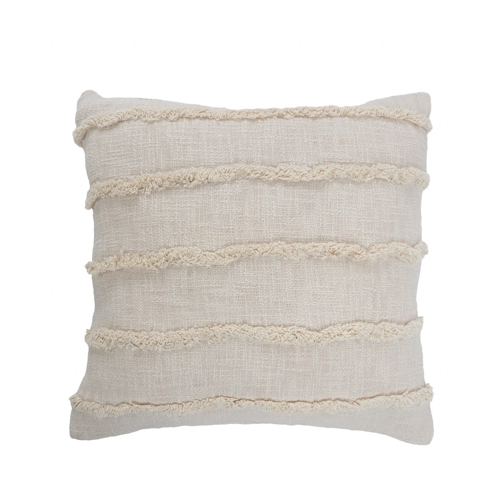 4 x 20 x 20 in. Cream Solid Color Zippered 100 Percent Cotton Throw Pillow