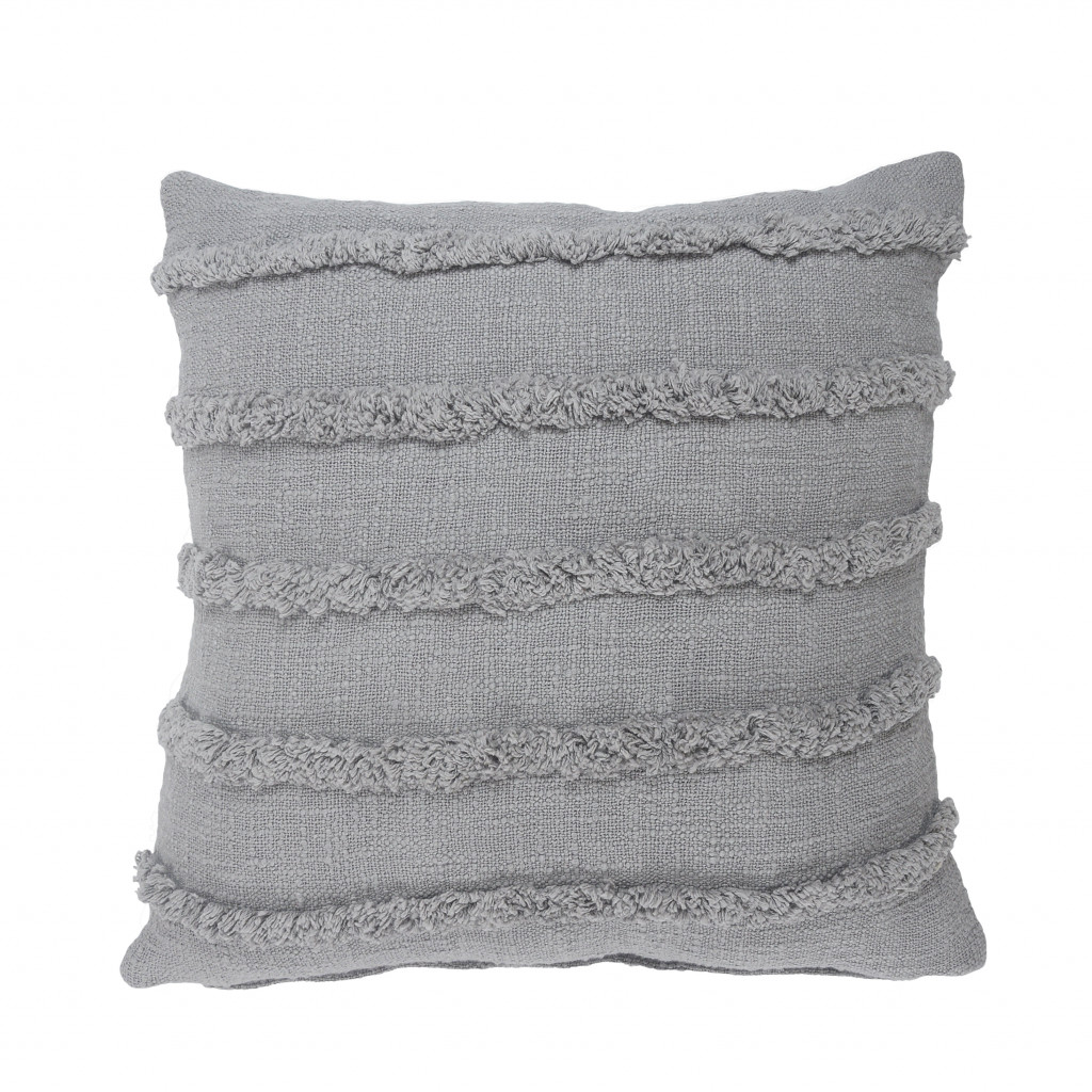 4 x 20 x 20 in. Gray Solid Color Zippered 100 Percent Cotton Throw Pillow - Set of 2