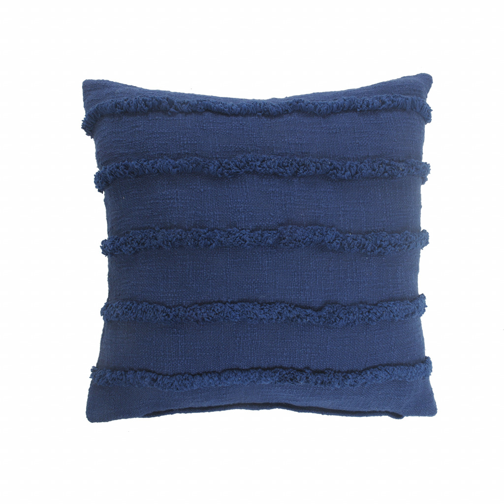 4 x 20 x 20 in. Blue Solid Color Zippered 100 Percent Cotton Throw Pillow - Set of 2