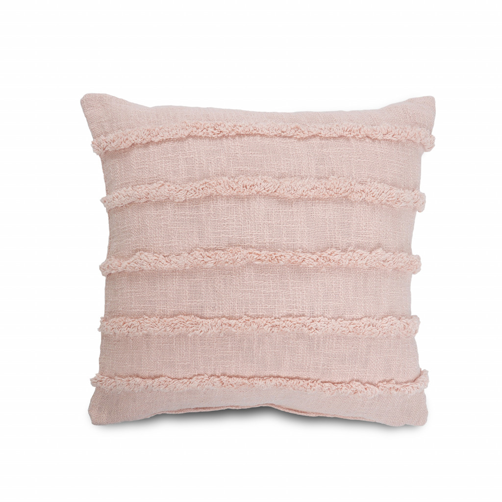 4 x 20 x 20 in. Pink Solid Color Zippered 100 Percent Cotton Throw Pillow - Set of 2