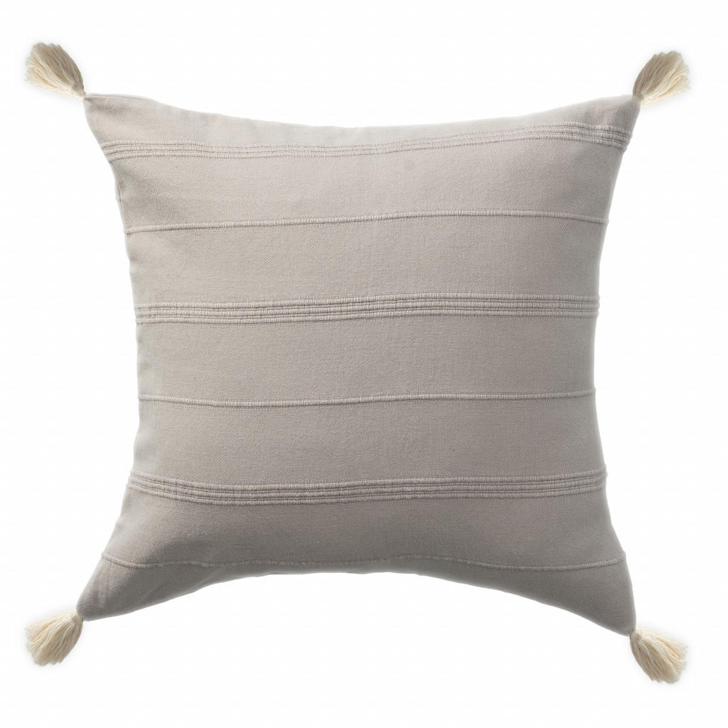 18 x 18 x 18 in. Beige Solid Color Zippered 100 Percent Cotton Throw Pillow - Set of 2