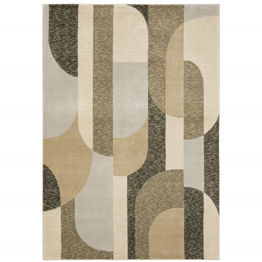 510801 8 x 10 ft. Brown & Ivory Geometric Power Loom Rectangle Area Rug