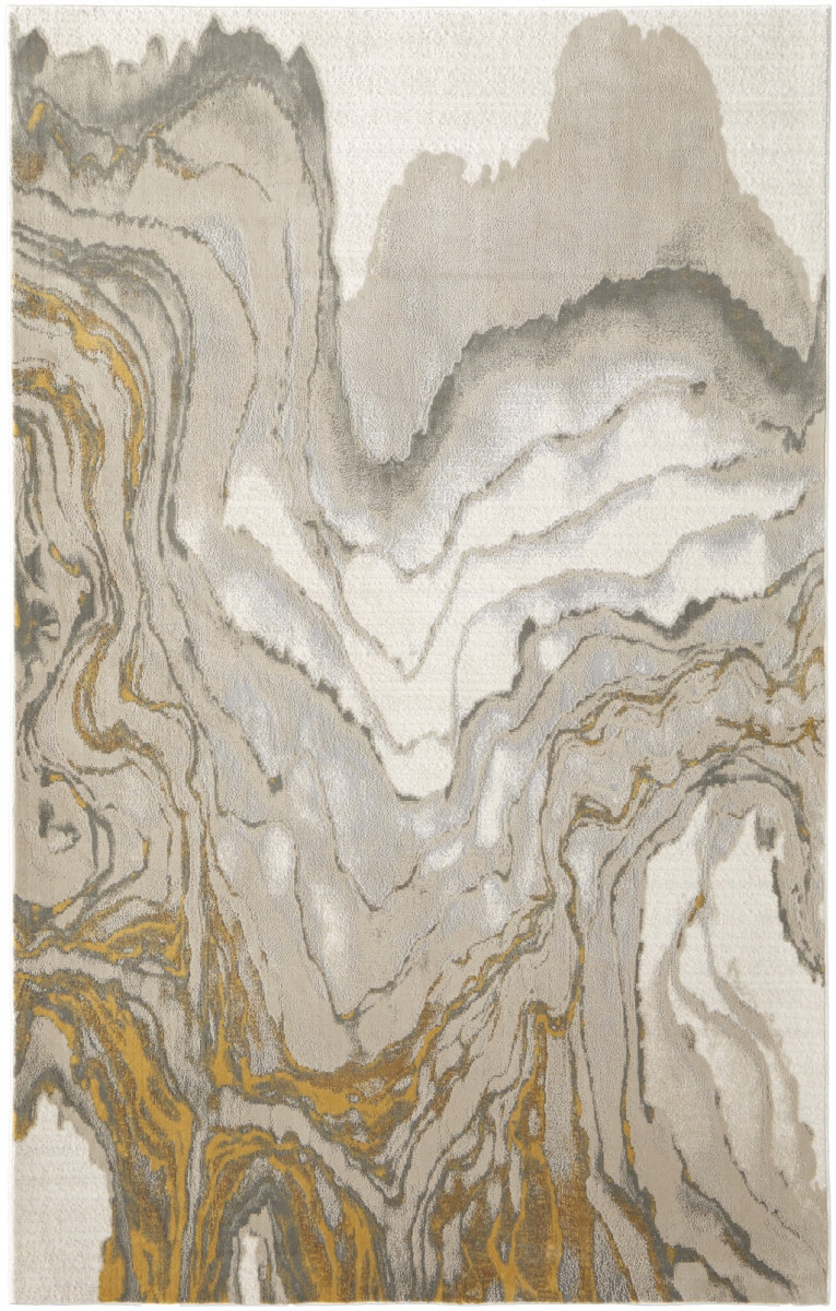 511751 7 x 10 ft. Gold Ivory & Gray Abstract Stain Resistant Rectangle Area Rug
