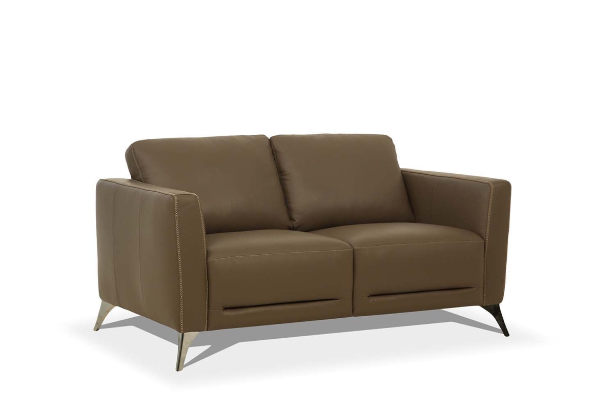 31 x 59 x 34 in. Brown Leather & Black Standard Love Seat