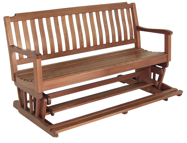 476413 36 x 60 x 35 in. Brown Solid Teak Outdoor Glider Bench