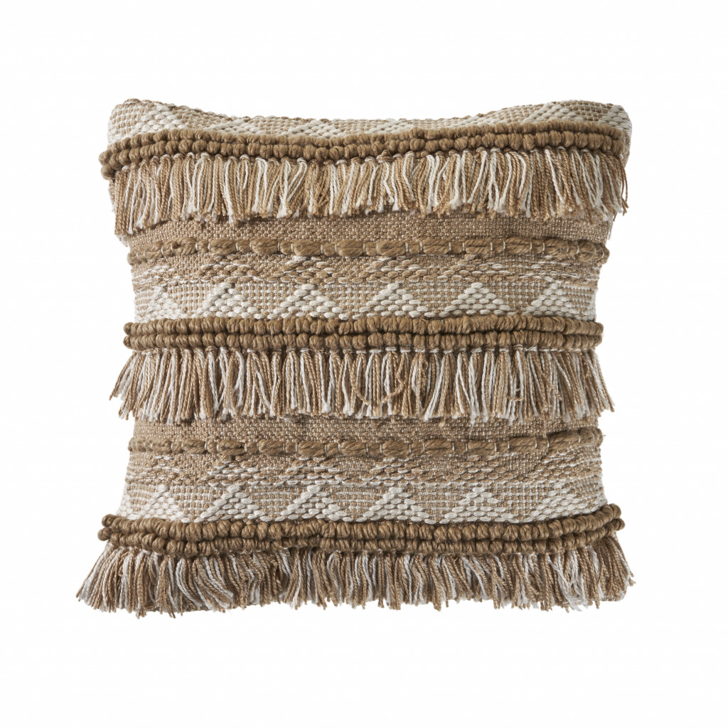 4 x 20 x 20 in. Brown Geometric Zippered Polyester Throw Pillow - Set of 2