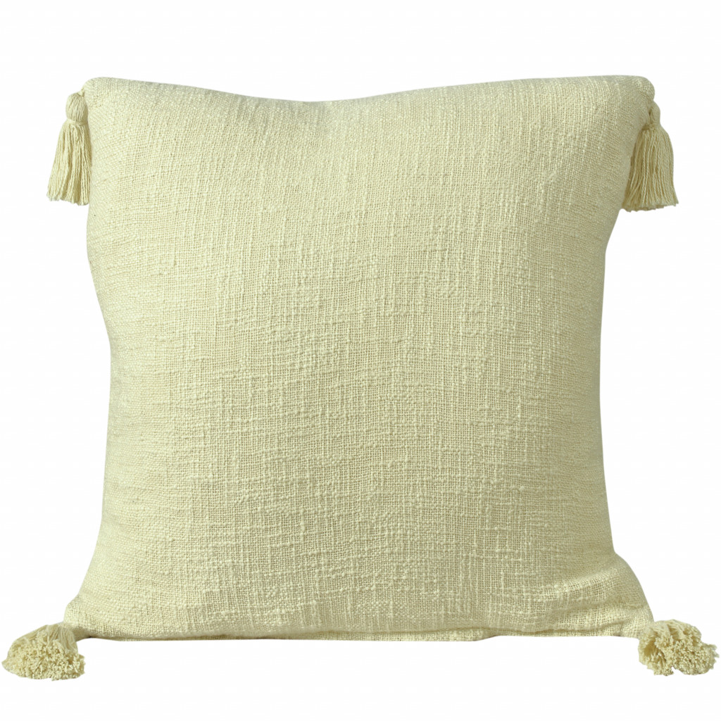4 x 20 x 20 in. Yellow Solid Color Zippered 100 Percent Cotton Throw Pillow - Set of 2