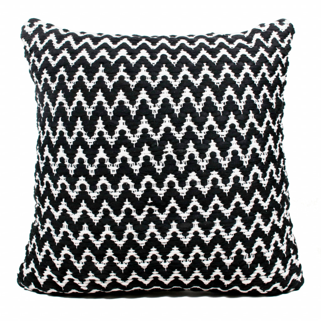 4 x 20 x 20 in. Black Chevron Zippered Polyester Throw Pillow - Set of 2