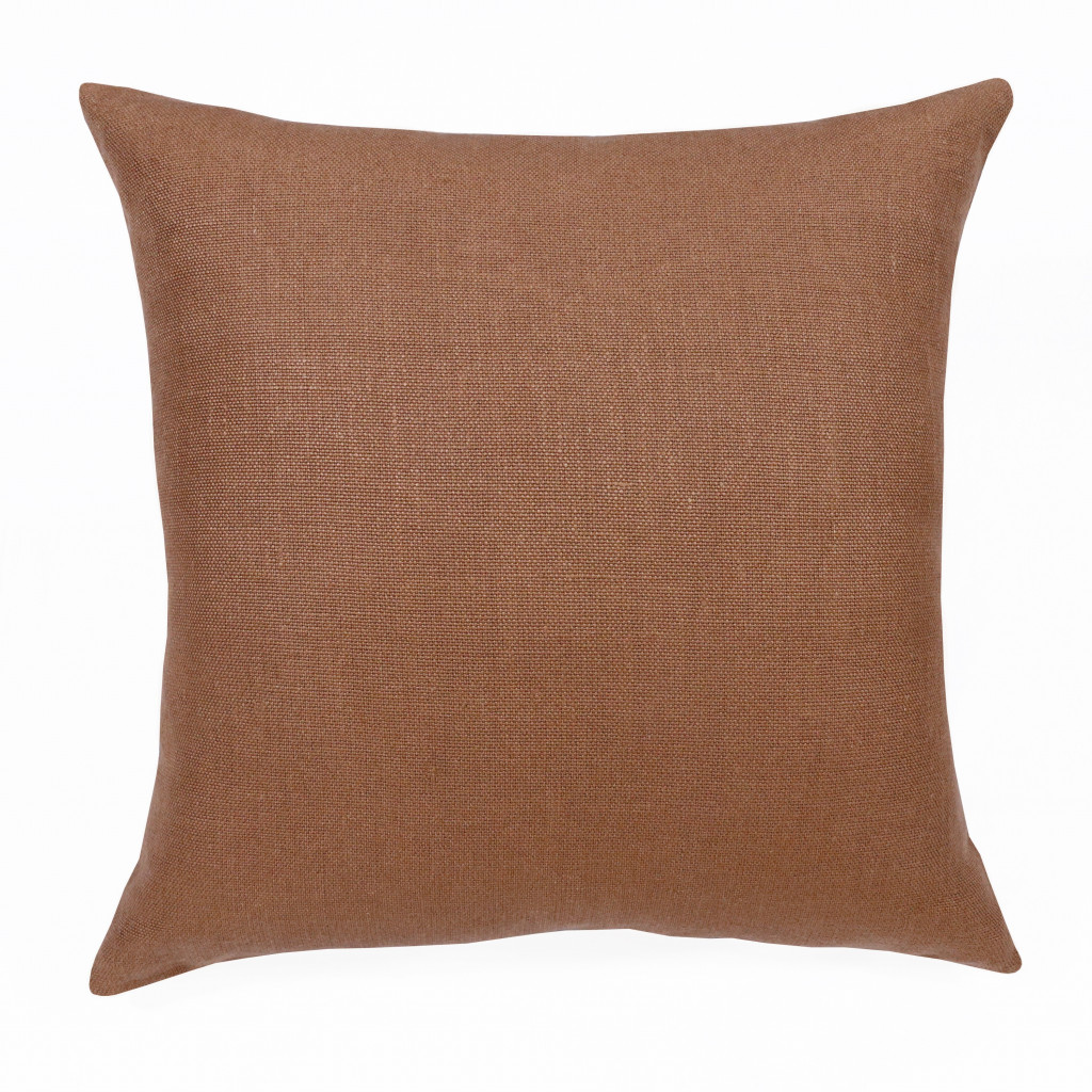 4 x 20 x 20 in. Brown Solid Color Zippered Linen Throw Pillow - Set of 2