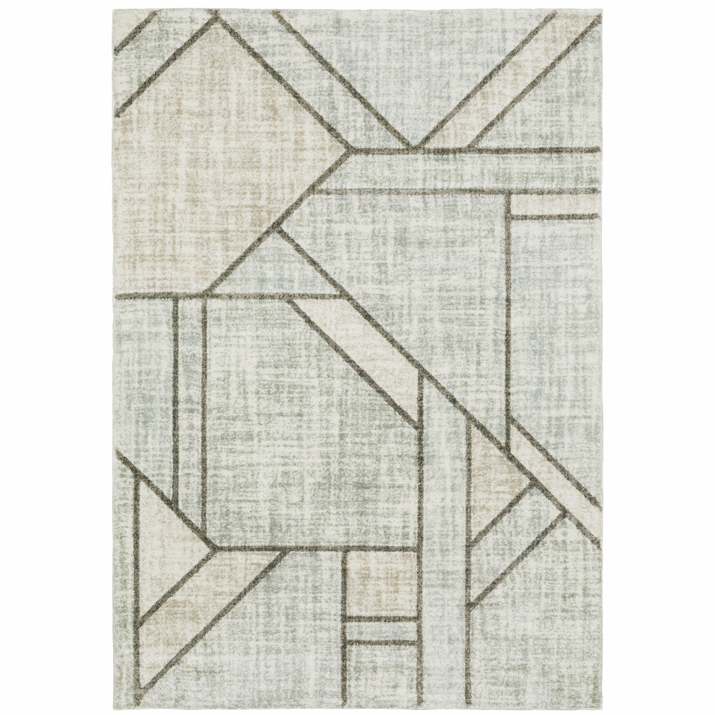 508489 6 x 9 ft. Gray & Ivory Geometric Power Loom Rectangle Area Rug