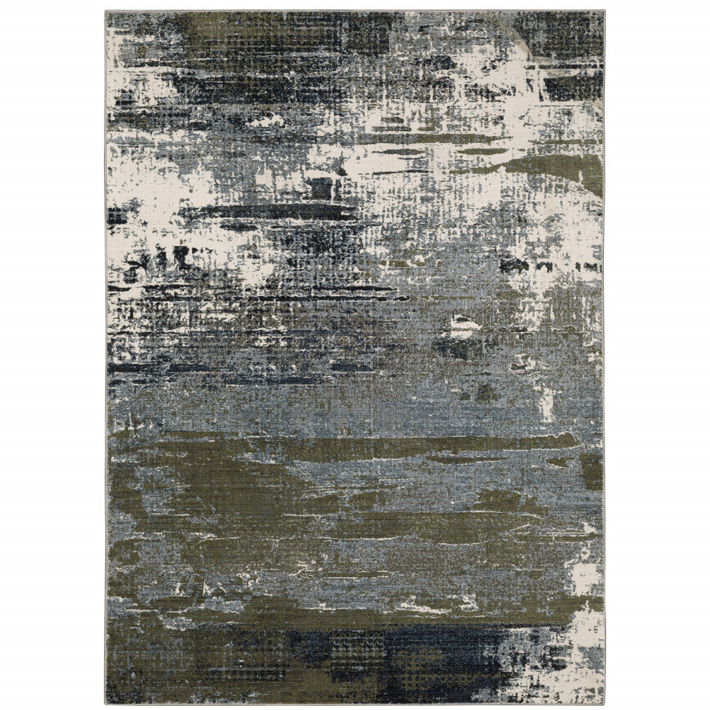 508638 8 x 11 ft. Blue & Green Abstract Power Loom Rectangle Area Rug