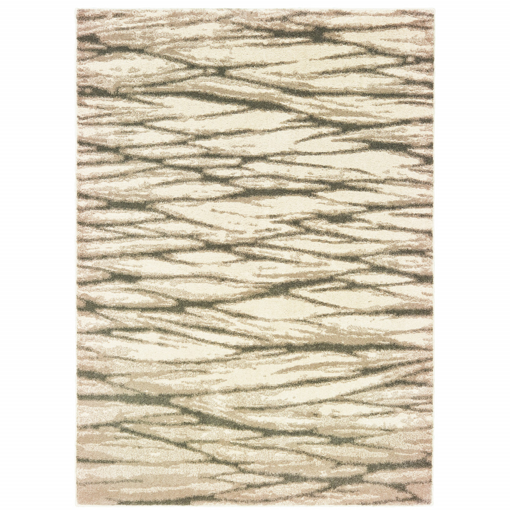 508666 10 x 13 ft. Ivory Sand & Ash Abstract Power Loom Stain Resistant Rectangle Area Rug
