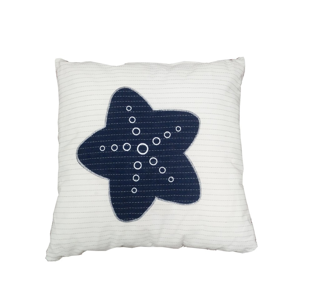 17 x 17 in. Blue & White Starfish Throw Pillows - Set of 2
