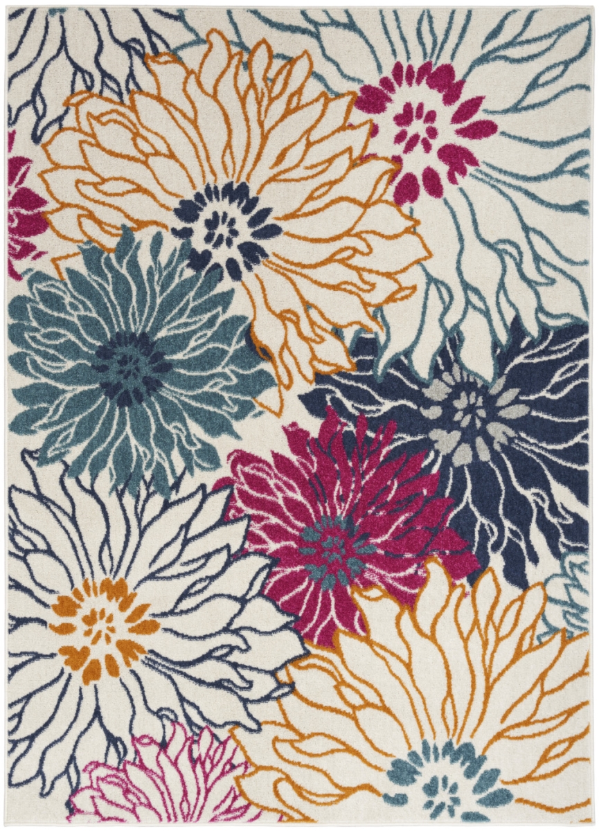 522509 8 x 10 ft. Cream Floral Power Loom Rectangle Area Rug