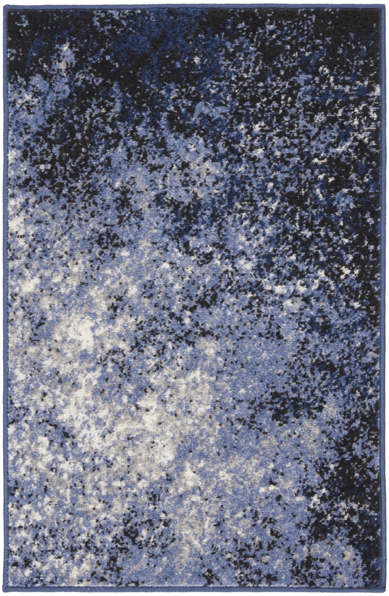 2 x 3 ft. Light Blue Abstract Power Loom Distressed Rectangle Area Rug - Light Blue - 2 x 3 ft.