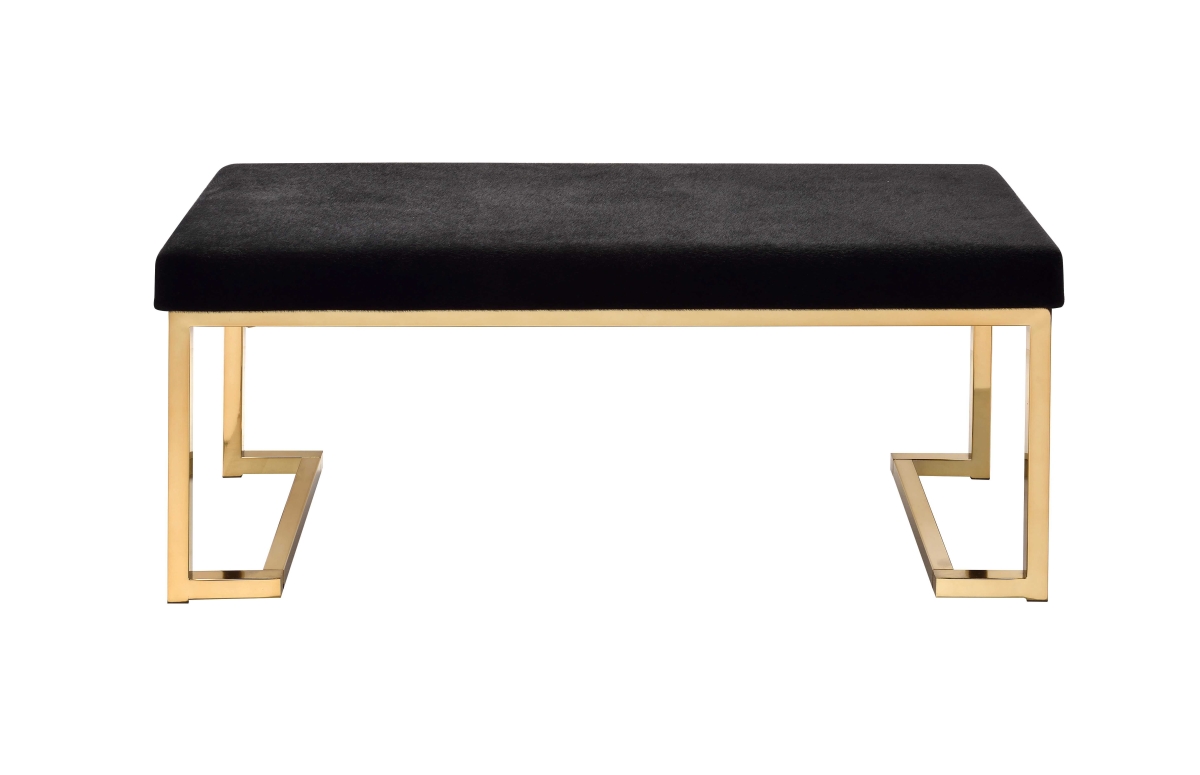 18 x 40 x 16 in. Black Fabric & Champagne Bench