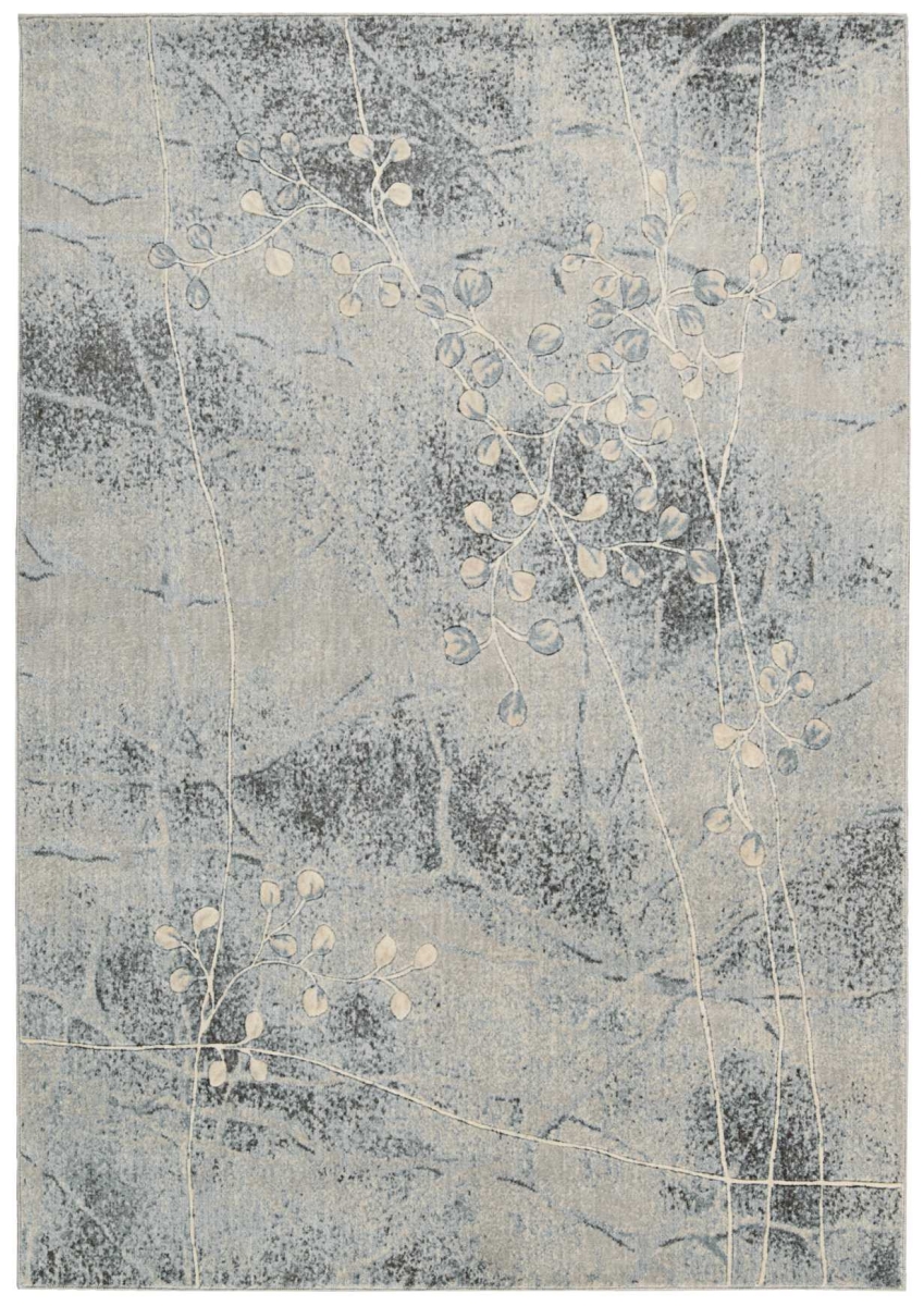 522609 2 x 3 ft. Blue Floral Power Loom Rectangle Area Rug