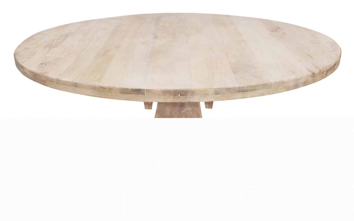 488691 70 in. Rounded Solid Wood Dining Table, Light Brown