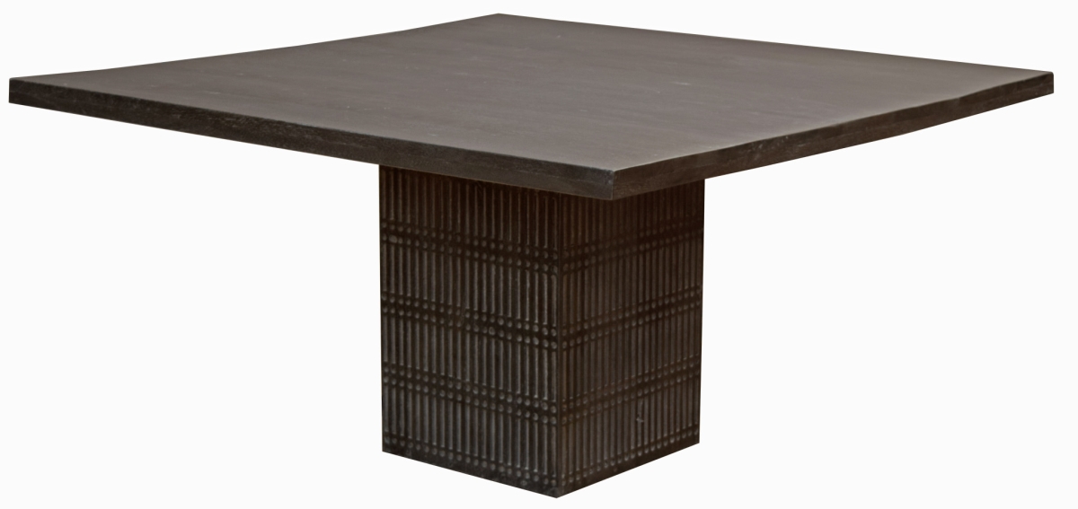 488693 60 in. Square Solid Wood Dining Table, Antique Brown