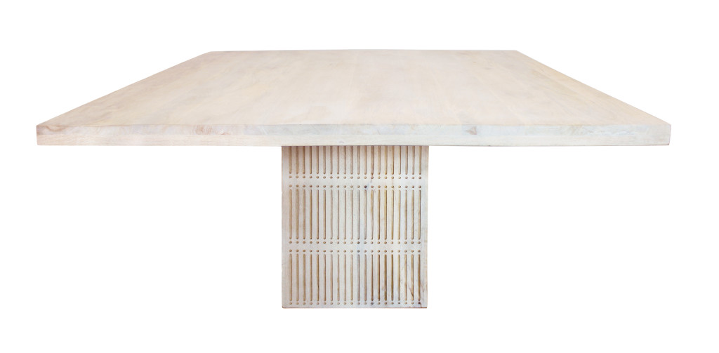 488695 60 in. Brushed Ivory Square Solid Wood Dining Table