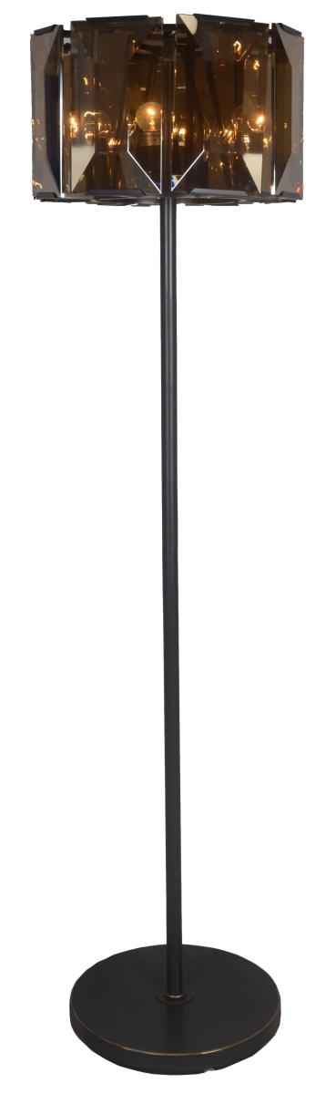 68 x 18 x 18 in. Dark Bronze Floor Lamp with Amber Solid Color Beveled Glass Drum Shade