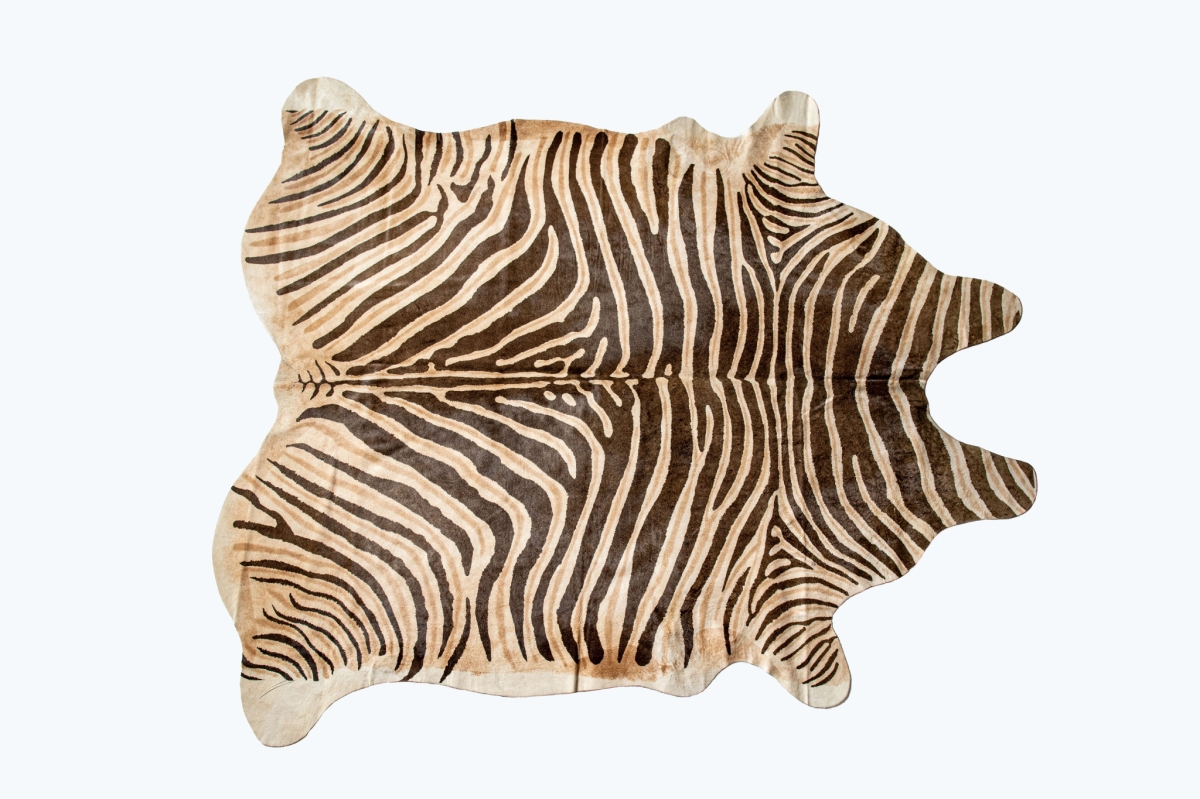 6 x 7 ft. Zebra Cowhide Hand Made Rectangle Area Rug, Chocolate & Natural