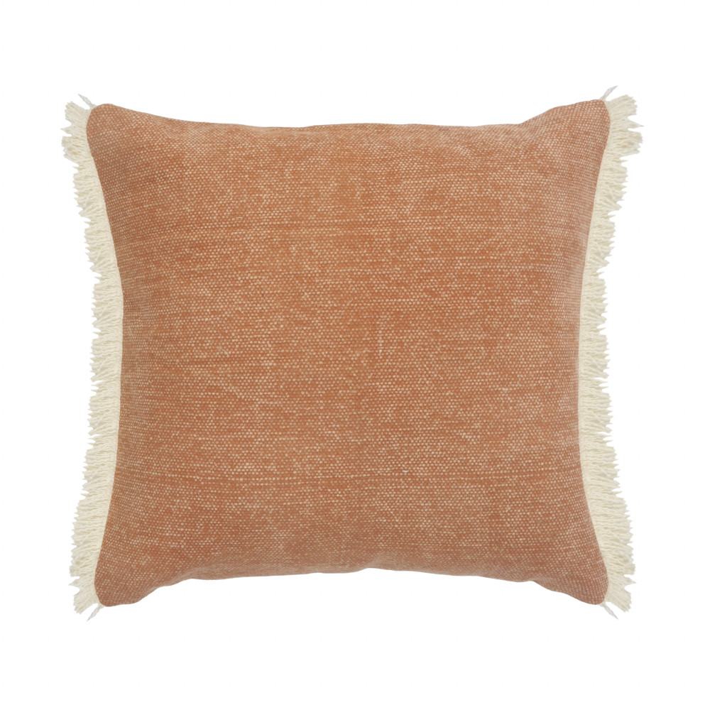 4 x 20 x 20 in. Orange Solid Color Zippered 100 Percent Cotton Throw Pillow - Set of 2