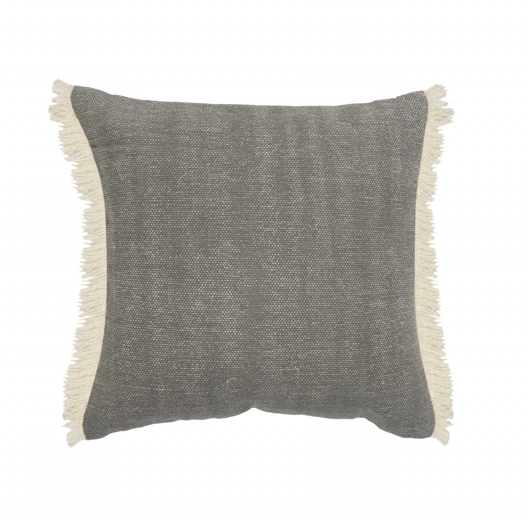 4 x 20 x 20 in. Gray Solid Color Zippered 100 Percent Cotton Throw Pillow - Set of 2