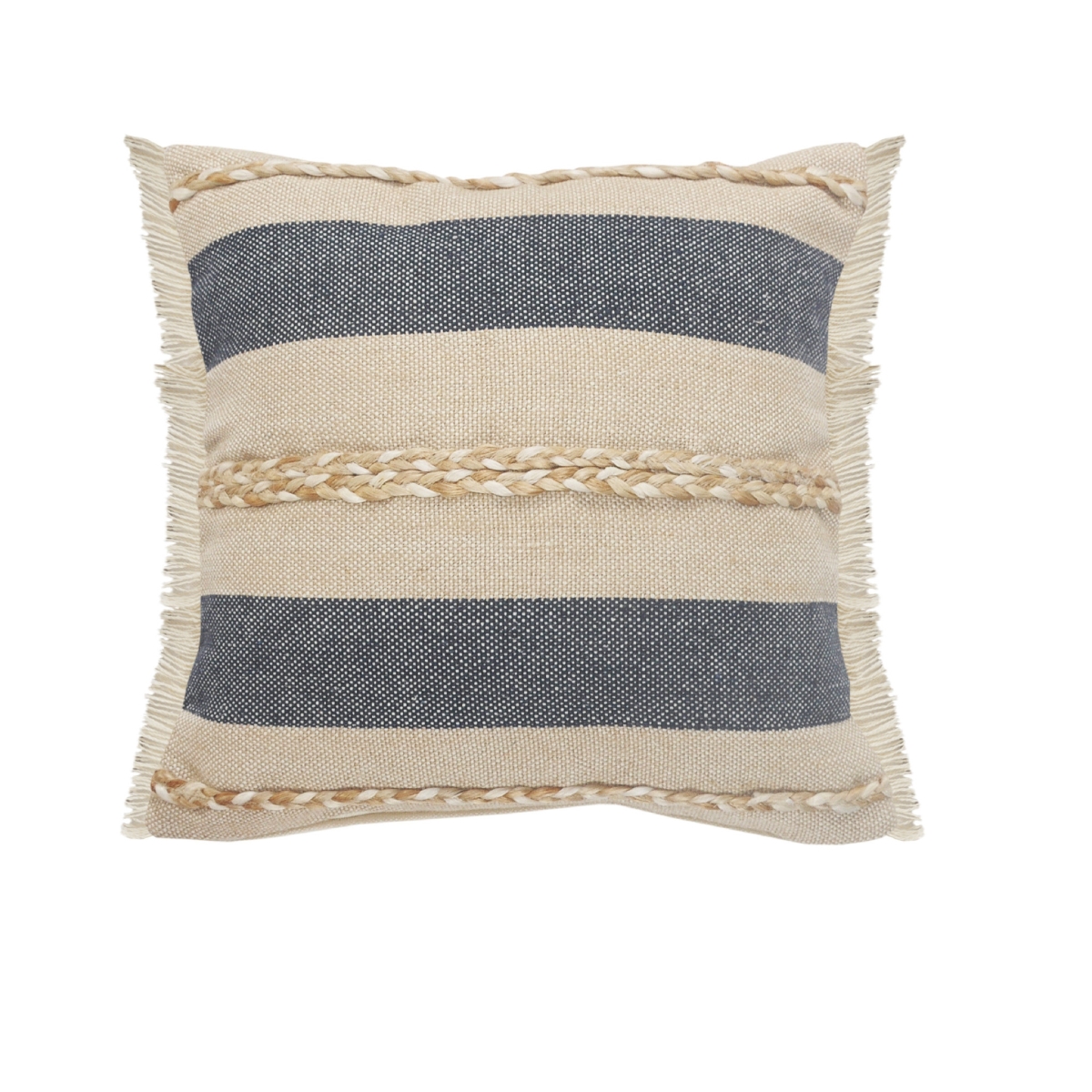 4 x 20 x 20 in. Blue Coastal Zippered Jute Throw Pillow