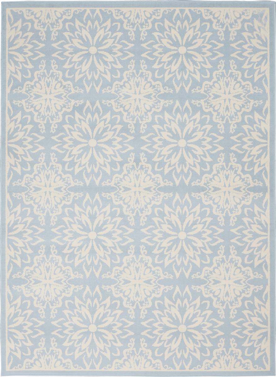 4 x 6 ft. Floral Power Loom Rectangle Area Rug, Light Blue