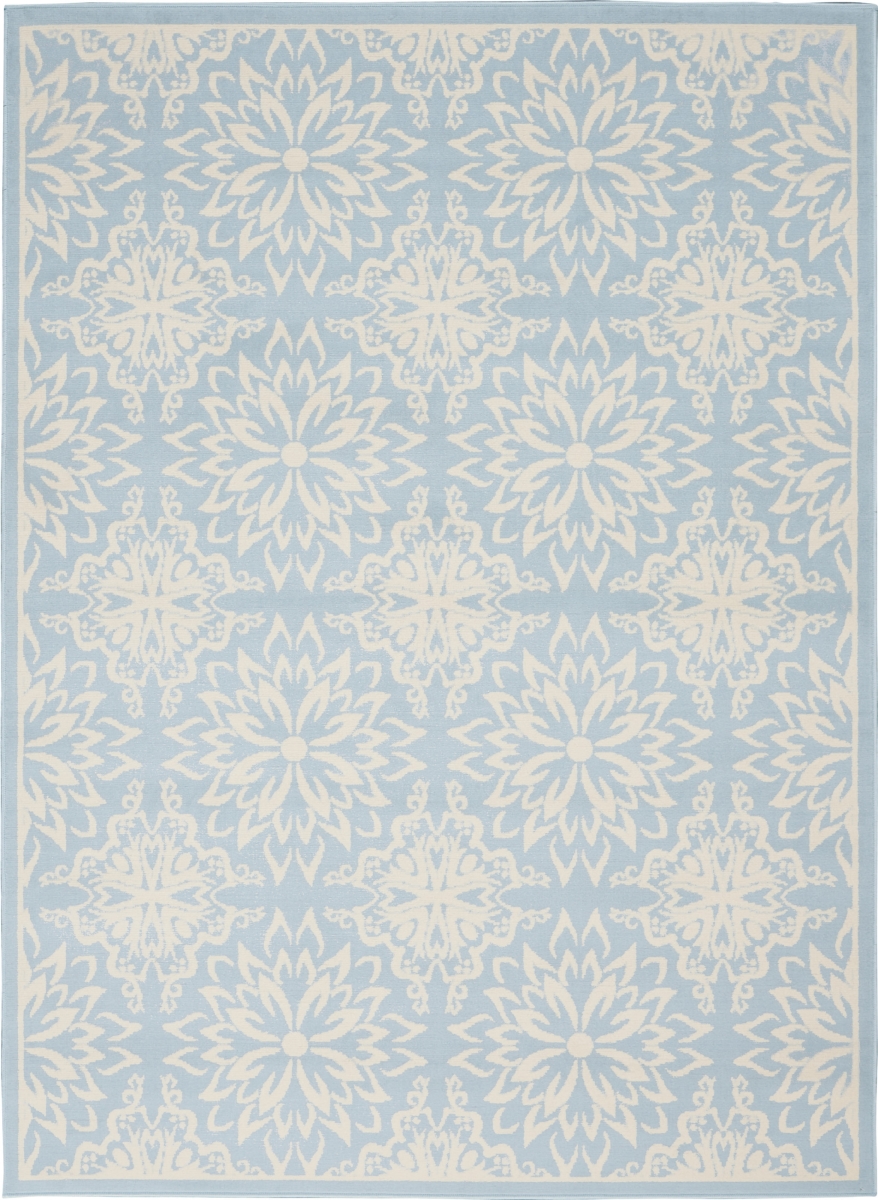 6 x 9 ft. Light Blue Floral Power Loom Rectangle Area Rug - Light Blue - 6 x 9 ft.