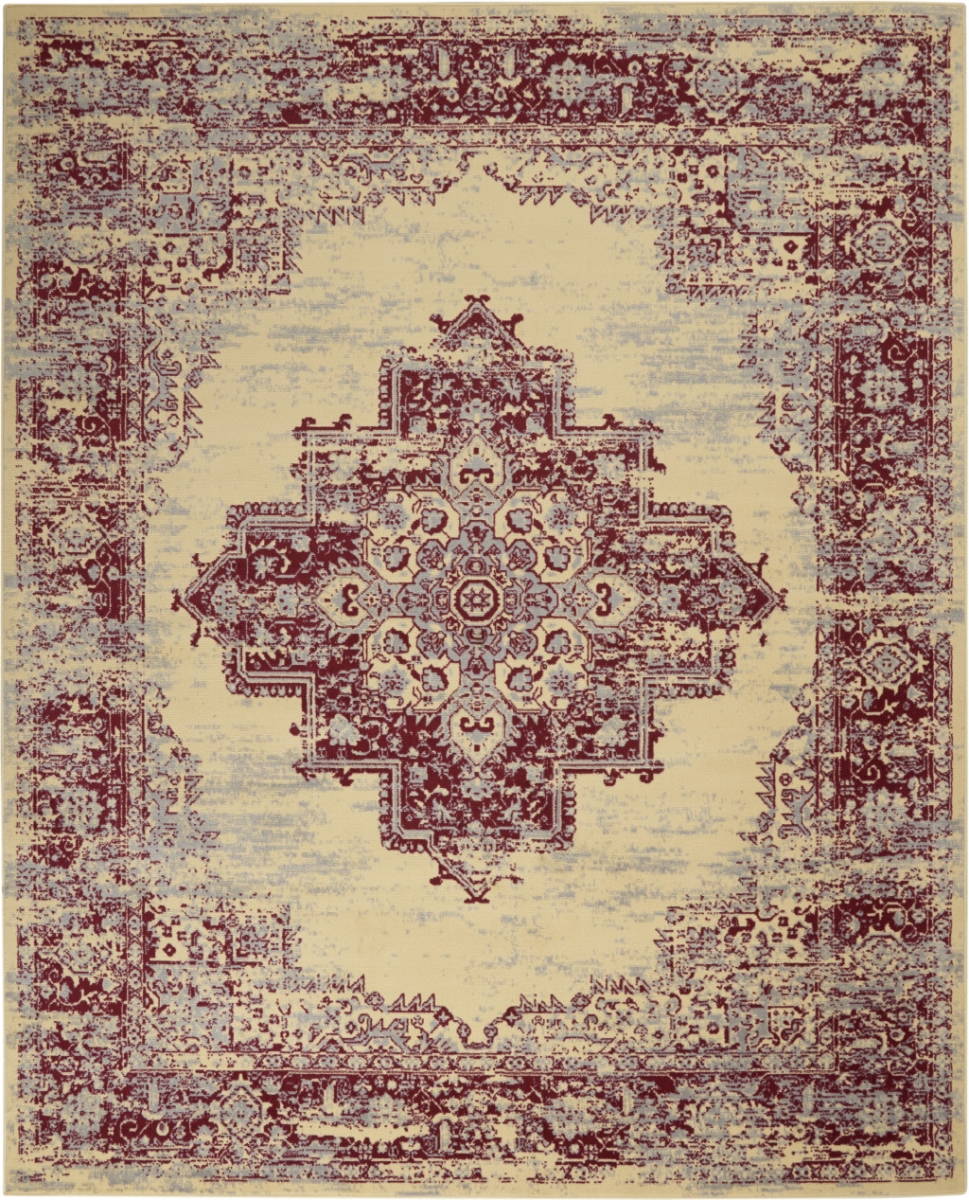 522247 7 x 10 ft. Damask Power Loom Rectangle Area Rug, Cream