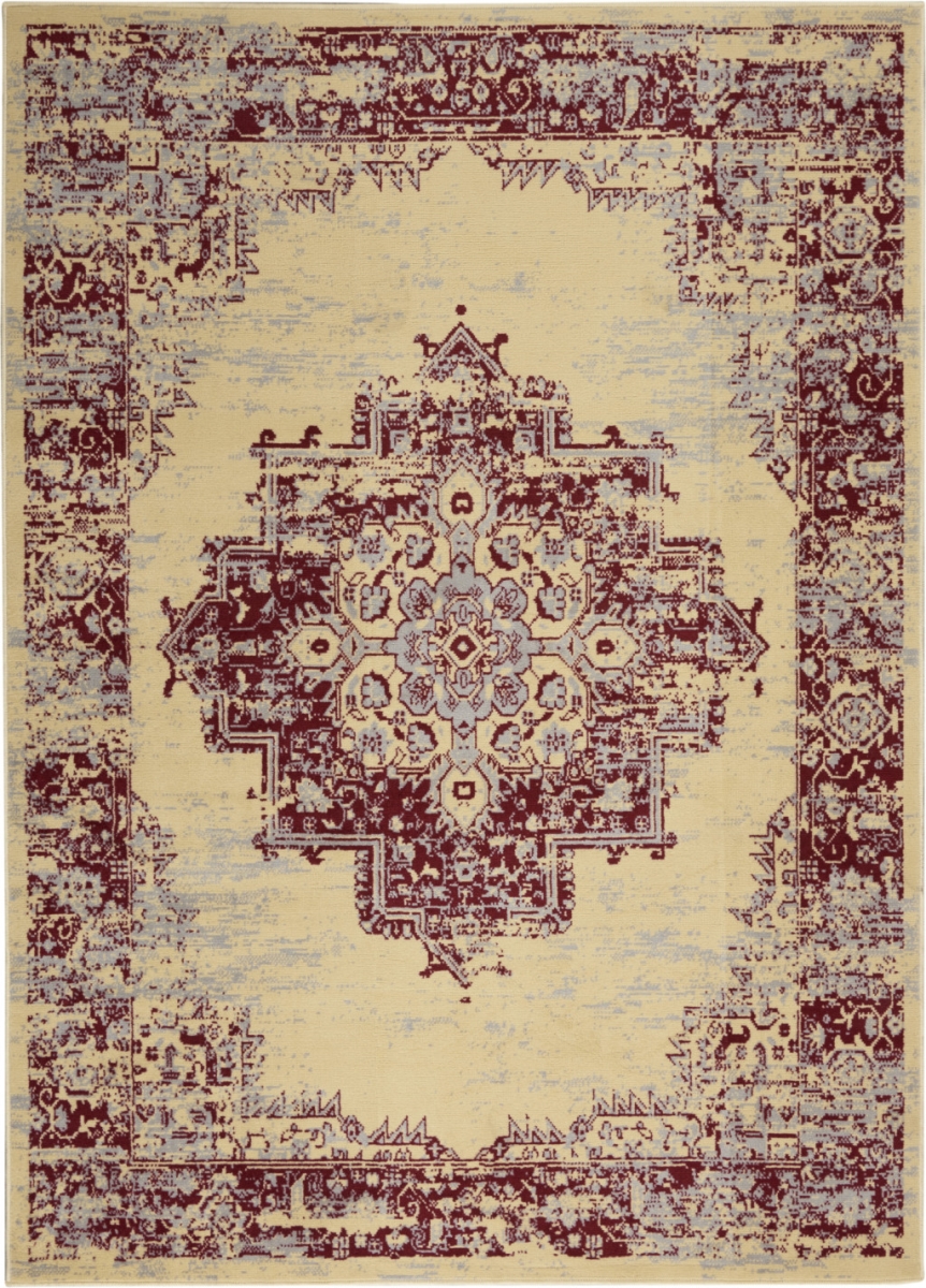 6 x 9 ft. Cream Damask Power Loom Rectangle Area Rug
