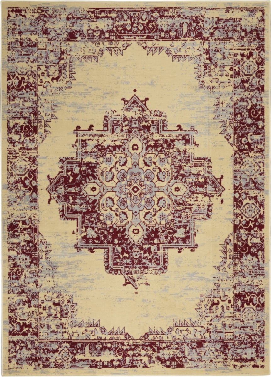 522250 5 x 7 ft. Cream Damask Power Loom Rectangle Area Rug